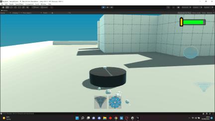 Early screenshot of a sentient vacuum-cleaner game